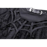 Black Widow - Gothic Tiered Skirt with Spiderweb Print