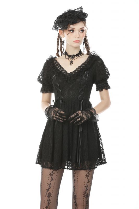 Onyx Geisha - Gothic Lace Babydoll Dress