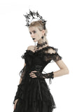 Gothic Gentry- One-finger Black Gloves, delicate fishnet patterns