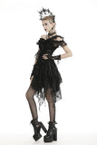 Gothic Gentry- One-finger Black Gloves, delicate fishnet patterns