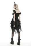 Gothic Gentry- One-finger Black Gloves, delicate fishnet patterns