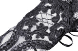 Gothic Gentry- One-finger Black Gloves, delicate fishnet patterns