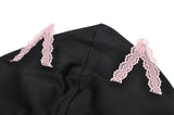 Kawaii Feline: Black and Pink Cat Ears Hoodie Zipper Top