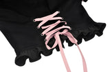 Kawaii Feline: Black and Pink Cat Ears Hoodie Zipper Top