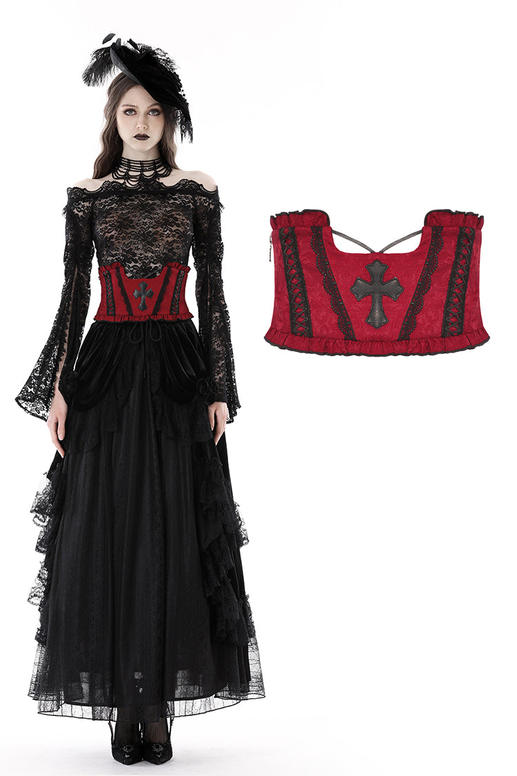 Heart of Darkness: Black and Red Underbust Waist Belt Corset