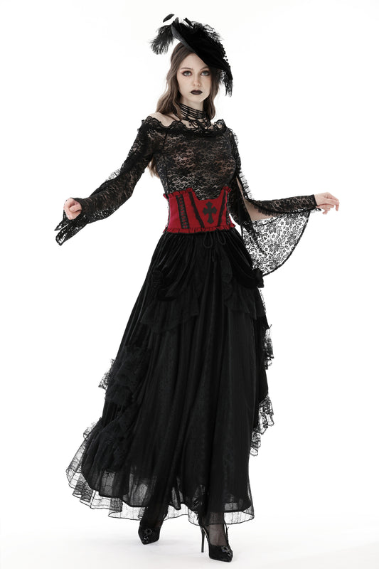 Heart of Darkness: Black and Red Underbust Waist Belt Corset