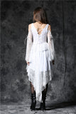 The Wraith- Gothic Ruffle and Frill Dress with Long Back Hem