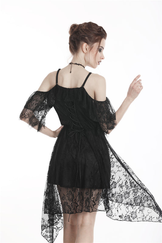 Midnight Luminary: Gothic Lace Strap Dress