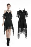 Midnight Luminary: Gothic Lace Strap Dress