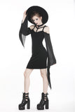 Bone Hag: Gothic Bell Sleeve Short Dress