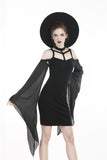 Bone Hag: Gothic Bell Sleeve Short Dress