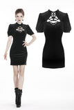 Mademoiselle Cécile: Gothic Bodycon Mini Dress with Lace-up Chest