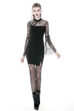 Nocturnal Cheongsam - Mesh Spliced Midi Dress