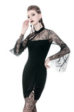 Nocturnal Cheongsam - Mesh Spliced Midi Dress