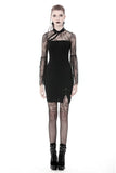 Nocturnal Cheongsam - Mesh Spliced Midi Dress