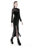 Eclipse Elegance - Gothic Fitted Maxi Dress