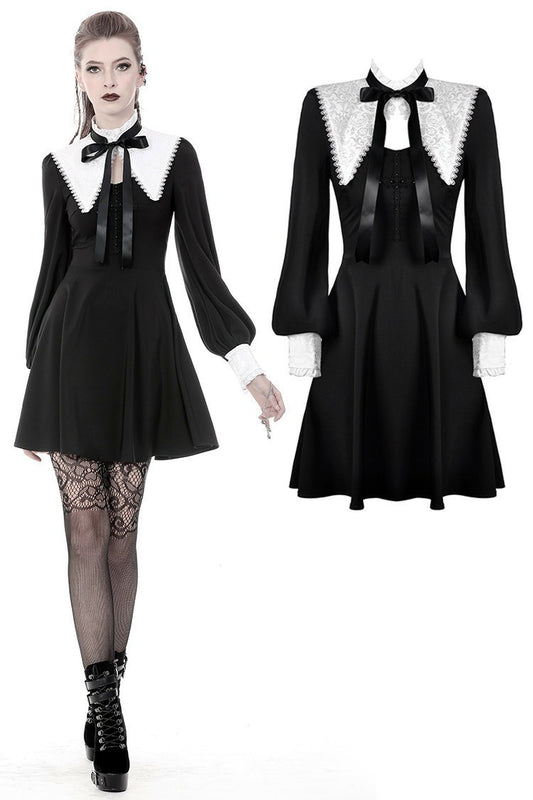 Aurore: Black Bow-Neck Lolita Dress