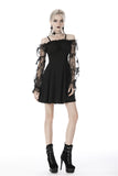 Riveting Madame- Gothic Dress with Fishnet Sleeves