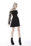 Riveting Madame- Gothic Dress with Fishnet Sleeves