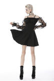 Riveting Madame- Gothic Dress with Fishnet Sleeves