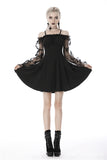 Riveting Madame- Gothic Dress with Fishnet Sleeves