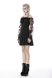 Riveting Madame- Gothic Dress with Fishnet Sleeves