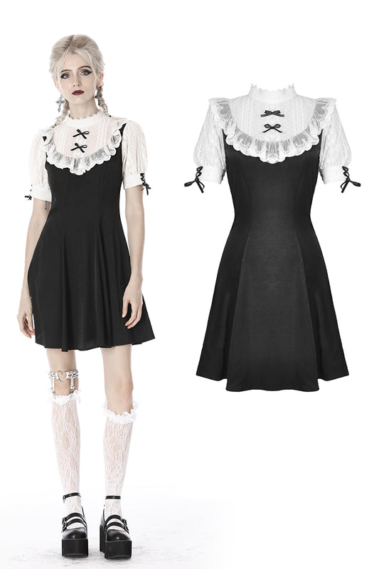 Ingénue the Unworldly: Plain Lolita Black Round-Collar Dress