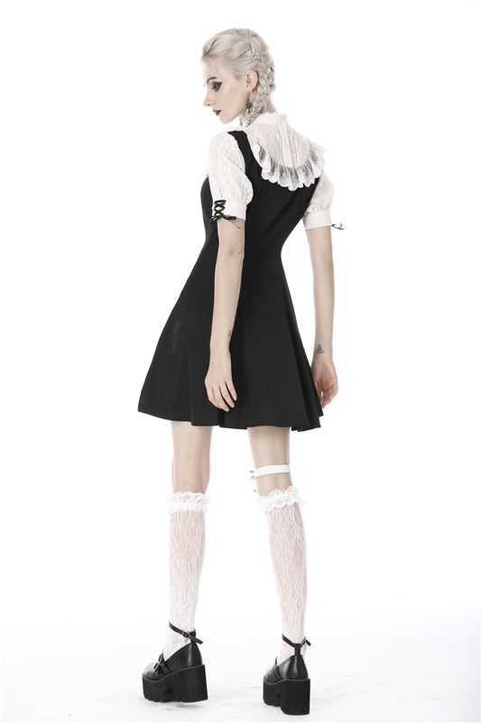 Ingénue the Unworldly: Plain Lolita Black Round-Collar Dress