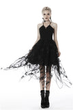 Celestia- Gothic Gossamer Sleeveless Dress with Butterfly Design Hem