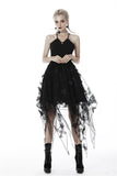 Celestia- Gothic Gossamer Sleeveless Dress with Butterfly Design Hem