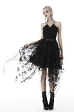 Celestia- Gothic Gossamer Sleeveless Dress with Butterfly Design Hem