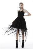 Celestia- Gothic Gossamer Sleeveless Dress with Butterfly Design Hem