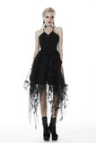 Celestia- Gothic Gossamer Sleeveless Dress with Butterfly Design Hem