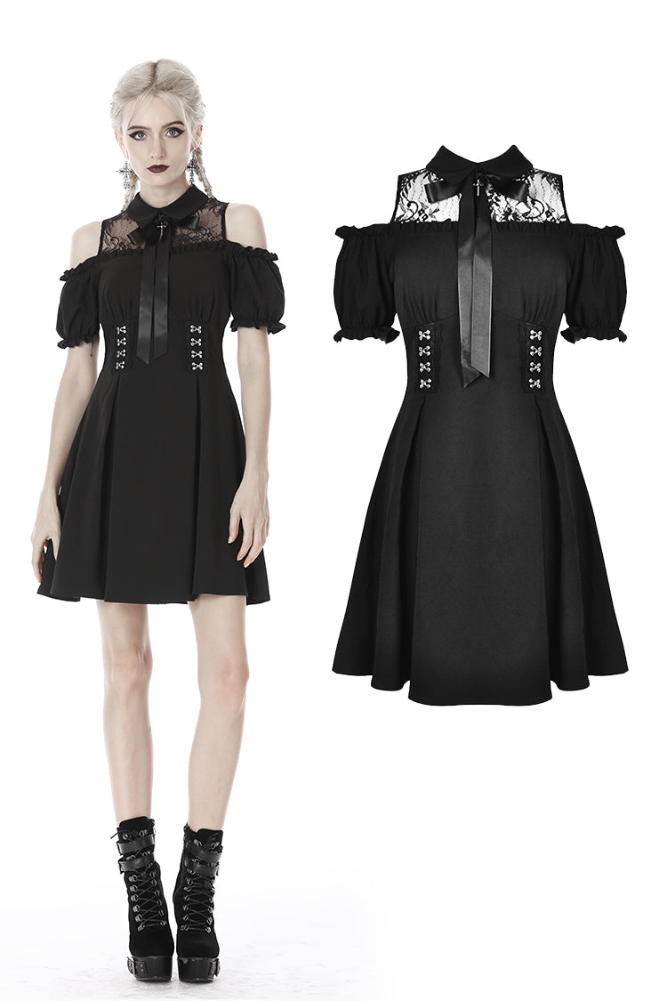 Haunting Haruko: Lolita Off-shoulder Bow Collar Dress