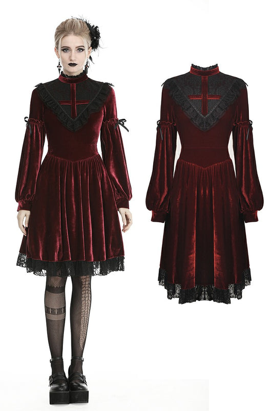 Scarlet Seraphina: Blood Red Velvet Dress