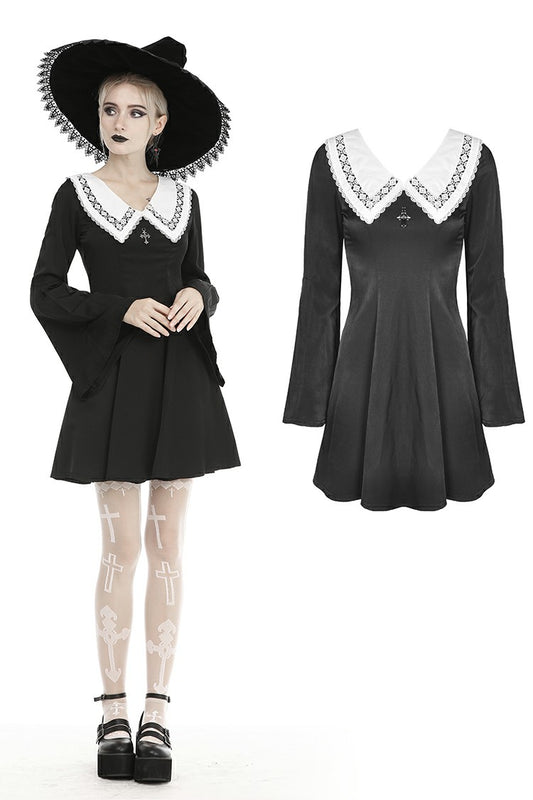 Goth Vibes: Gothic Essential Basic Collar Dress