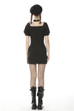 Enchantress: Black Gothic Short Sleeve Dress