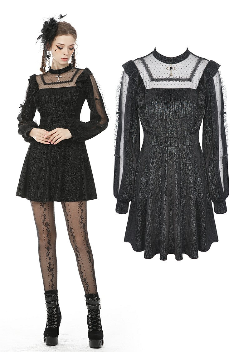 Starless Sky: Dreamy Gothic Net Neckline Dress