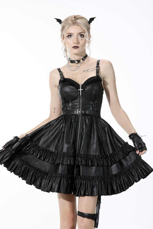 Deviant in Dress: Punk Faux Leather Strap Dress