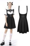 Sprite Schoolgirl: Preppy Pleated Skirt with Suspenders