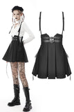 Sang-froid: Cool Punk Pleated Skirt with Suspenders