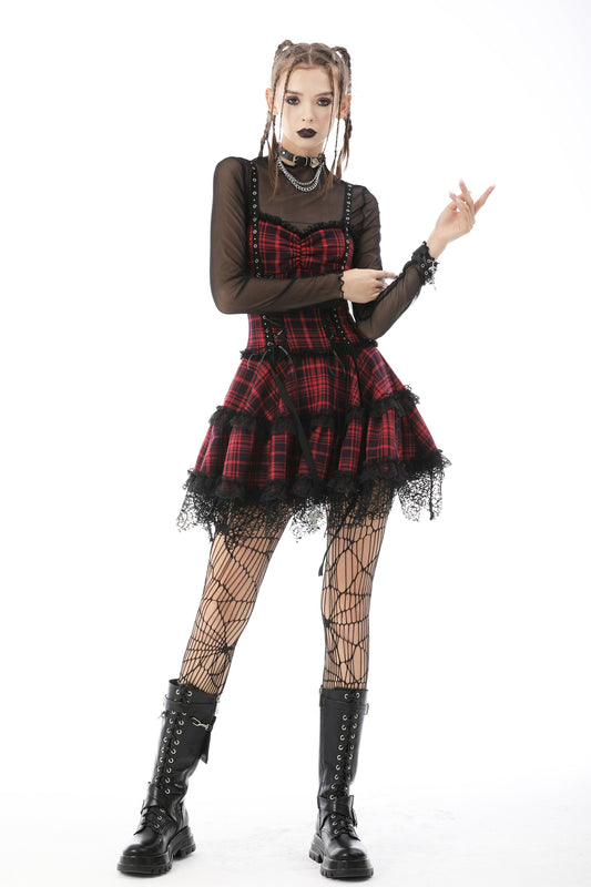 Hell_bent: Punk Rebel Plaid Strap Dress