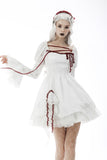 Sakura - Gothic Dress with Red Lace Detailing