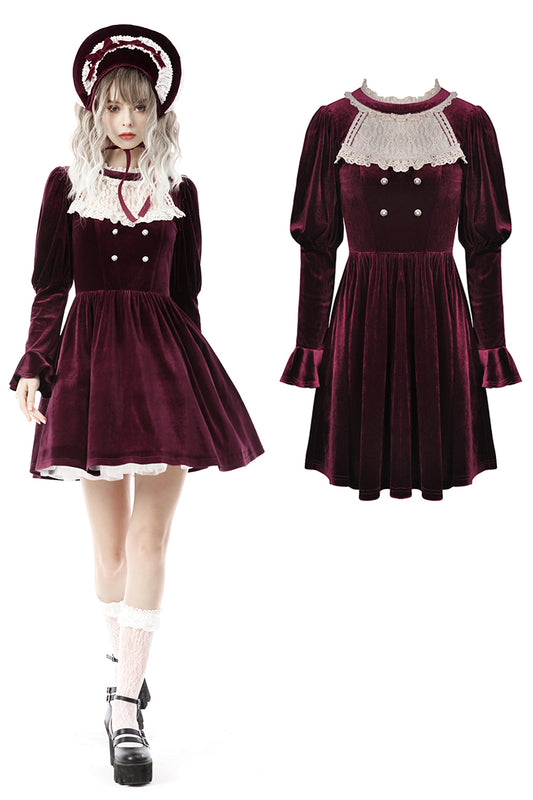 Elegantly Evil - Dark Red Gothic Frilly Dress