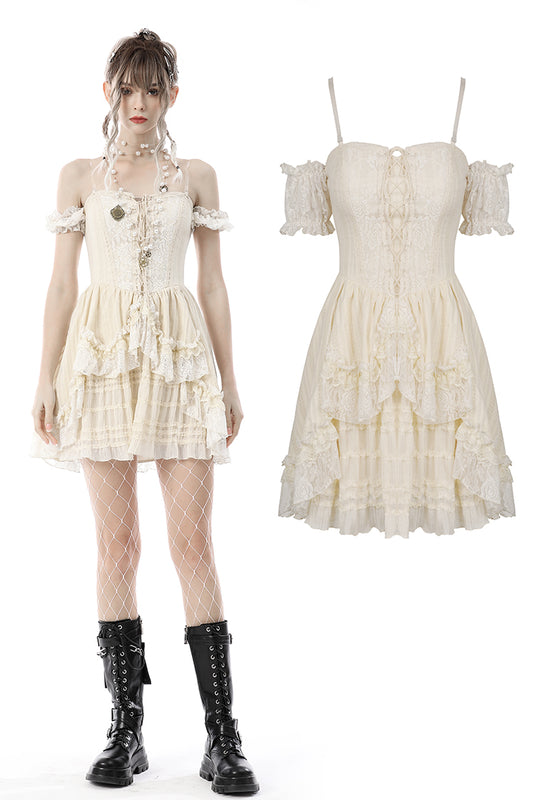 Bone Sprite: Steampunk Frilly Off-shoulder Dress