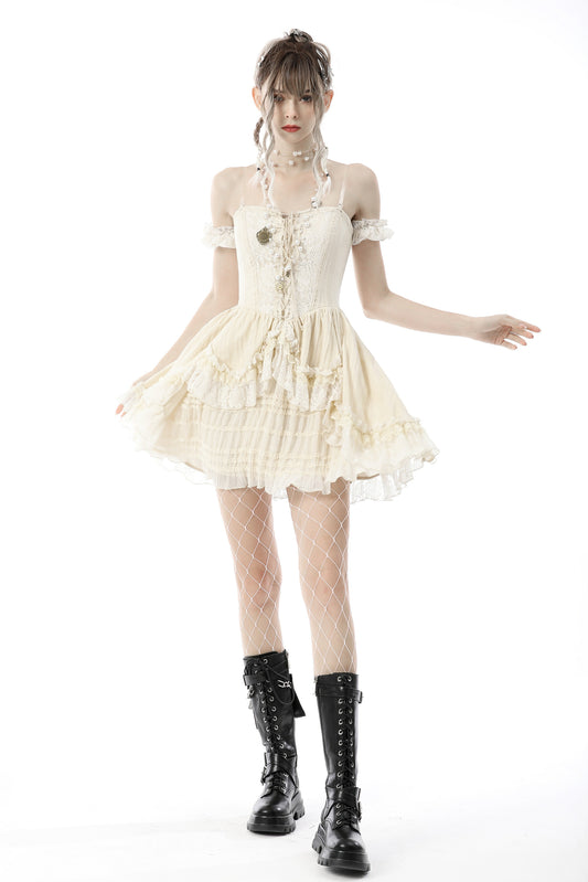 Bone Sprite: Steampunk Frilly Off-shoulder Dress