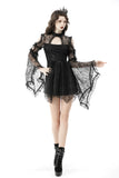 Seven Wonders - Gothic Mini Dress with Mesh Sleeves and Neckline