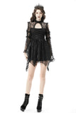 Seven Wonders - Gothic Mini Dress with Mesh Sleeves and Neckline