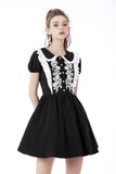 Black Sakura: Gothic Lolita black floral embroidery doll dress