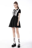 Black Sakura: Gothic Lolita black floral embroidery doll dress